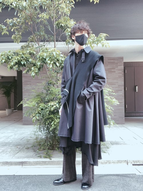 マルジェラ Margiela ステンカラーコート シングルトレンチコート 黒