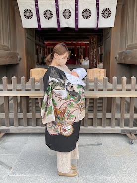 「お宮参り」｜「アイテム（ワンピース/ドレス）」を使った、ukapiさん（レディース・158cm）の春コーディネート
