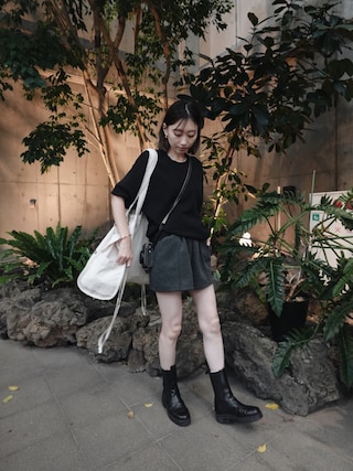 「beautiful people(ビューティフルピープル)のbeautiful people brushed logoholiday lesur(トートバッグ)」を使った、ukapiさん(レディース・158cm)の秋コーディネート