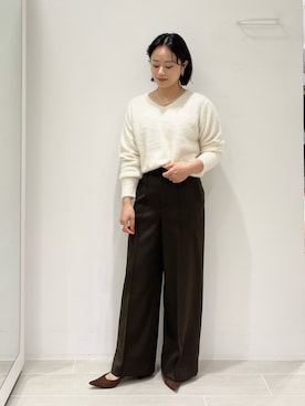 「Vネック」｜yamaさん（レディース・158cm）の秋コーディネート