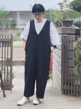 「studio CLIP（スタディオクリップ）のアイテム（オールインワン・サロペット）」を使った、NANAEさん（レディース・155cm）の春コーディネート