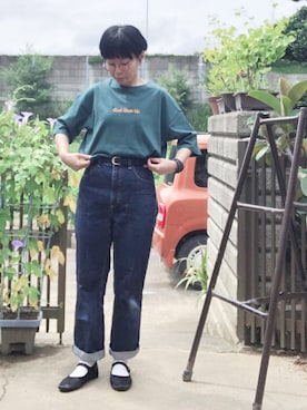 「グッズTシャツ」｜NANAEさん（レディース・155cm）の夏コーディネート