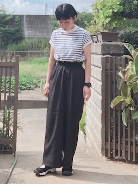 「LAKOLE（ラコレ）のアイテム（パンツ）」を使った、NANAEさん（レディース・155cm）の夏コーディネート