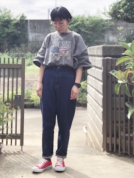 「アイテム（イヤリング）」を使った、NANAEさん（レディース・155cm）の秋コーディネート