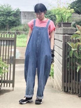 「アイテム（オールインワン・サロペット）」を使った、NANAEさん（レディース・155cm）の夏コーディネート