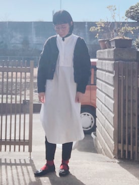 「G-SHOCK」｜「アイテム（ワンピース/ドレス）」を使った、NANAEさん（レディース・155cm）の冬コーディネート