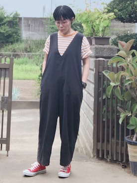 「CONVERSE（コンバース）の《CONVERSE》オールスター　OX（スニーカー）」を使った、NANAEさん（レディース・155cm）の夏コーディネート