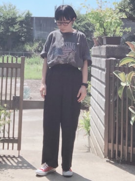 「アイテム（イヤリング）」を使った、NANAEさん（レディース・155cm）の夏コーディネート