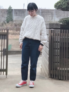 「アイテム（腕時計）」を使った、NANAEさん（レディース・155cm）の冬コーディネート