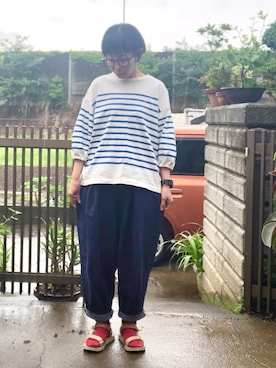 「Teva×靴下」｜NANAEさん（レディース・155cm）の夏コーディネート