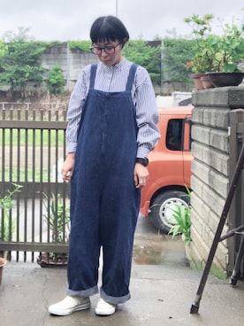 「studio CLIP（スタディオクリップ）のアイテム（オールインワン・サロペット）」を使った、NANAEさん（レディース・155cm）の夏コーディネート