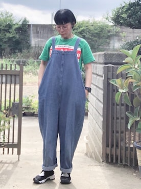 「アイテム（サロペット/オーバーオール）」を使った、NANAEさん（レディース・155cm）の秋コーディネート