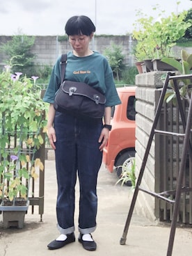 「グッズTシャツ」｜NANAEさん（レディース・155cm）の夏コーディネート