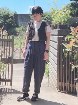 「アイテム（Tシャツ/カットソー）」を使った、NANAEさん（レディース・155cm）の夏コーディネート