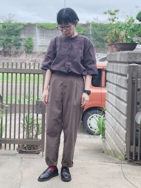 「MARGARET HOWELL（マーガレットハウエル）のアイテム（シャツ/ブラウス）」を使った、NANAEさん（レディース・155cm）の夏コーディネート