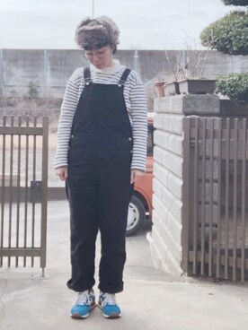「昨日のコーデ」｜「アイテム（オールインワン・サロペット）」を使った、NANAEさん（レディース・155cm）の冬コーディネート