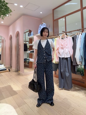 「アイテム（セットアップ）」を使った、okada sakiさん（レディース・150cm）の春コーディネート