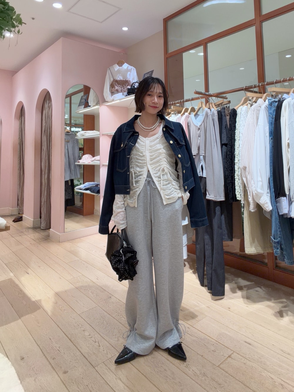 sktnnm企画】金ボタンデニムパフジャケットを使った人気ファッション