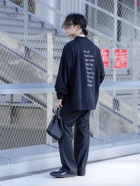 心さんの「Wide straight slacks(BLACK)」を使ったコーディネート