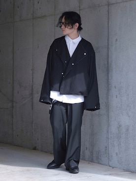 心さんの「Wide straight slacks(BLACK)」を使ったコーディネート