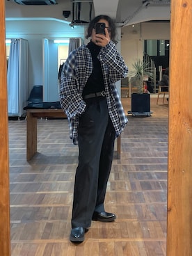 心さんの「Wide straight slacks(BLACK)」を使ったコーディネート