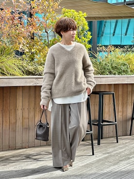 「アイテム（ピアス（両耳用））」を使った、aya_muto610さん（レディース・165cm）の秋コーディネート