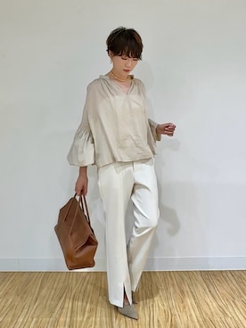「春カラー」｜「アイテム（スラックス）」を使った、aya_muto610さん（レディース・165cm）の春コーディネート