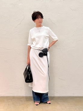 「Whim Gazette（ウィムガゼット）のワイドボストンBAG（ボストンバッグ、ブラック系）」を使った、aya_muto610さん（レディース・165cm）の春コーディネート