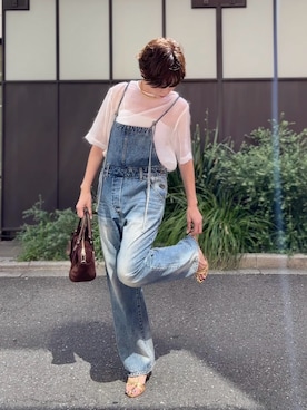 「40代ファッション」｜「アイテム（つなぎ/オールインワン）」を使った、aya_muto610さん（レディース・165cm）の夏コーディネート