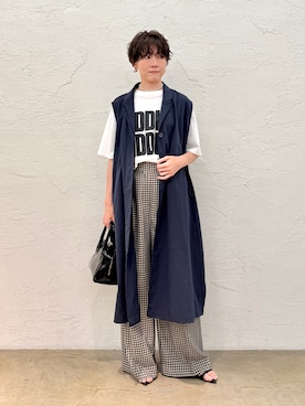「Whim Gazette（ウィムガゼット）の【THE BAAT】cape coat（その他アウター、ブルー系）」を使った、aya_muto610さん（レディース・165cm）の夏コーディネート