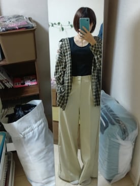 「しまむら（シマムラ）のアイテム（トップス、ブラック系）」を使った、パピコさん（レディース・157cm）の春コーディネート