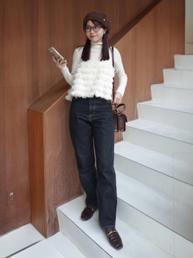 「DFFUR.（ディフル）のアイテム」を使った、ねっしー.さん（レディース・159cm）の冬コーディネート