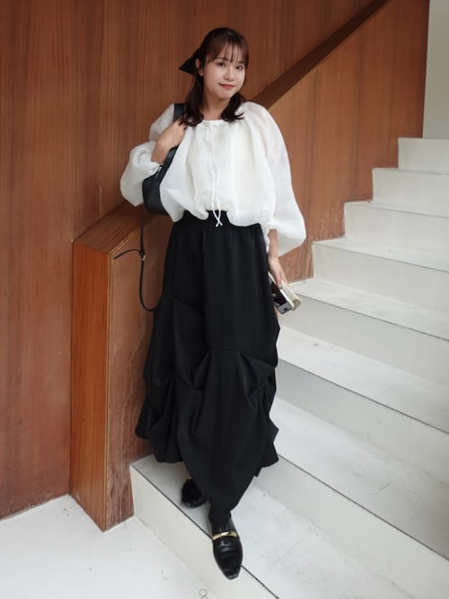 lawgy ブラウス シャツ hem balloon volume sheer blouse / ヘム