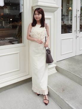 「Amiur（エミレ）のbucket handle bag / バケットハンドルバッグ（ショルダーバッグ）」を使った、ねっしー.さん（レディース・159cm）の夏コーディネート