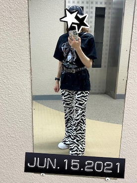 「WEGO（ウィゴー）のWEGO/ハトメベルト（ベルト）」を使った、りこさん（レディース・154cm）の夏コーディネート