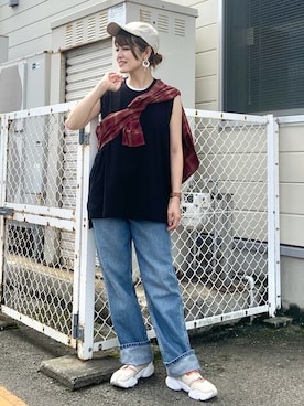 「RAG MACHINE（ラグマシーン）のアイテム（帽子）」を使った、𝚢𝚞𝚛𝚒𝚔𝚘❥さん（レディース・160cm）の夏コーディネート