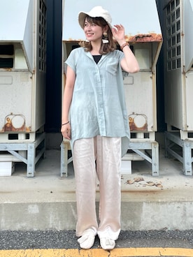 「RAG MACHINE（ラグマシーン）のアイテム（ハット）」を使った、𝚢𝚞𝚛𝚒𝚔𝚘❥さん（レディース・160cm）の夏コーディネート