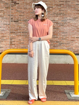 「RAG MACHINE（ラグマシーン）のアイテム（ハット）」を使った、𝚢𝚞𝚛𝚒𝚔𝚘❥さん（レディース・160cm）の夏コーディネート