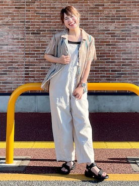 「RAG MACHINE（ラグマシーン）のアイテム（サロペット/オーバーオール）」を使った、𝚢𝚞𝚛𝚒𝚔𝚘❥さん（レディース・160cm）の夏コーディネート