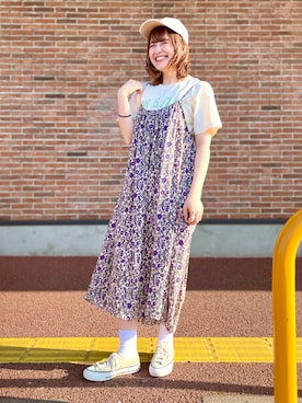 「キャミワンピ」｜「アイテム（シャツワンピース）」を使った、𝚢𝚞𝚛𝚒𝚔𝚘❥さん（レディース・160cm）の春コーディネート