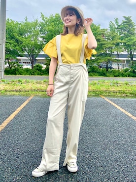 「HONEYSUCKLE ROSE（ハニーサックルローズ）のアイテム（帽子）」を使った、𝚢𝚞𝚛𝚒𝚔𝚘❥さん（レディース・160cm）の夏コーディネート