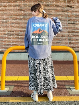 「CAMP7」｜「アイテム（スカート）」を使った、𝚢𝚞𝚛𝚒𝚔𝚘❥さん（レディース・160cm）の夏コーディネート