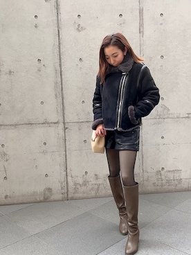 「RANDA」｜「アイテム（ブーツ）」を使った、yukariさん（レディース・155cm）の冬コーディネート