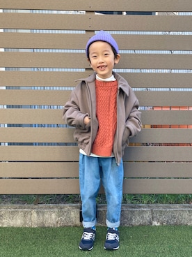 「LOWRYS FARM（ローリーズファーム）のアイテム（ブルゾン）」を使った、tiinさん（キッズ・110cm）の冬コーディネート