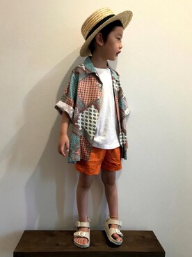 「Ampersand（アンパサンド）のアイテム（サンダル）」を使った、tiinさん（キッズ・100cm）の夏コーディネート