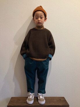 「ブラウンコーデ」｜「アイテム（ラッピングキット）」を使った、tiinさん（キッズ・110cm）の冬コーディネート