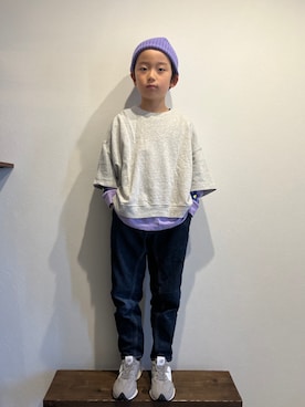 「BIG FIELD（ビッグフィールド）のアイテム（パンツ）」を使った、tiinさん（キッズ・125cm）の春コーディネート