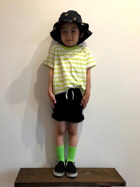 「COOLなこのコが仲間入り」｜「アイテム（スリッポン）」を使った、tiinさん（キッズ・100cm）の夏コーディネート