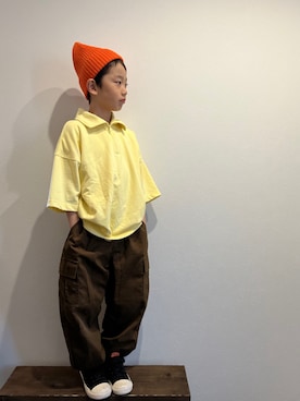 「アイテム（カーゴパンツ）」を使った、tiinさん（キッズ・122cm）の秋コーディネート