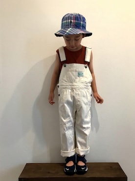 「アイテム（タンクトップ、ブラウン系）」を使った、tiinさん（キッズ・100cm）の夏コーディネート